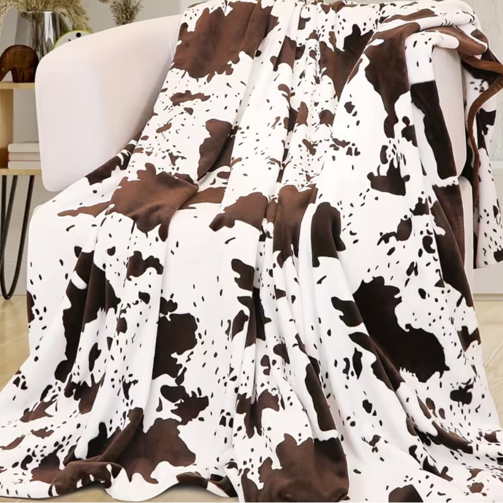 Cow Print Plush Blanket